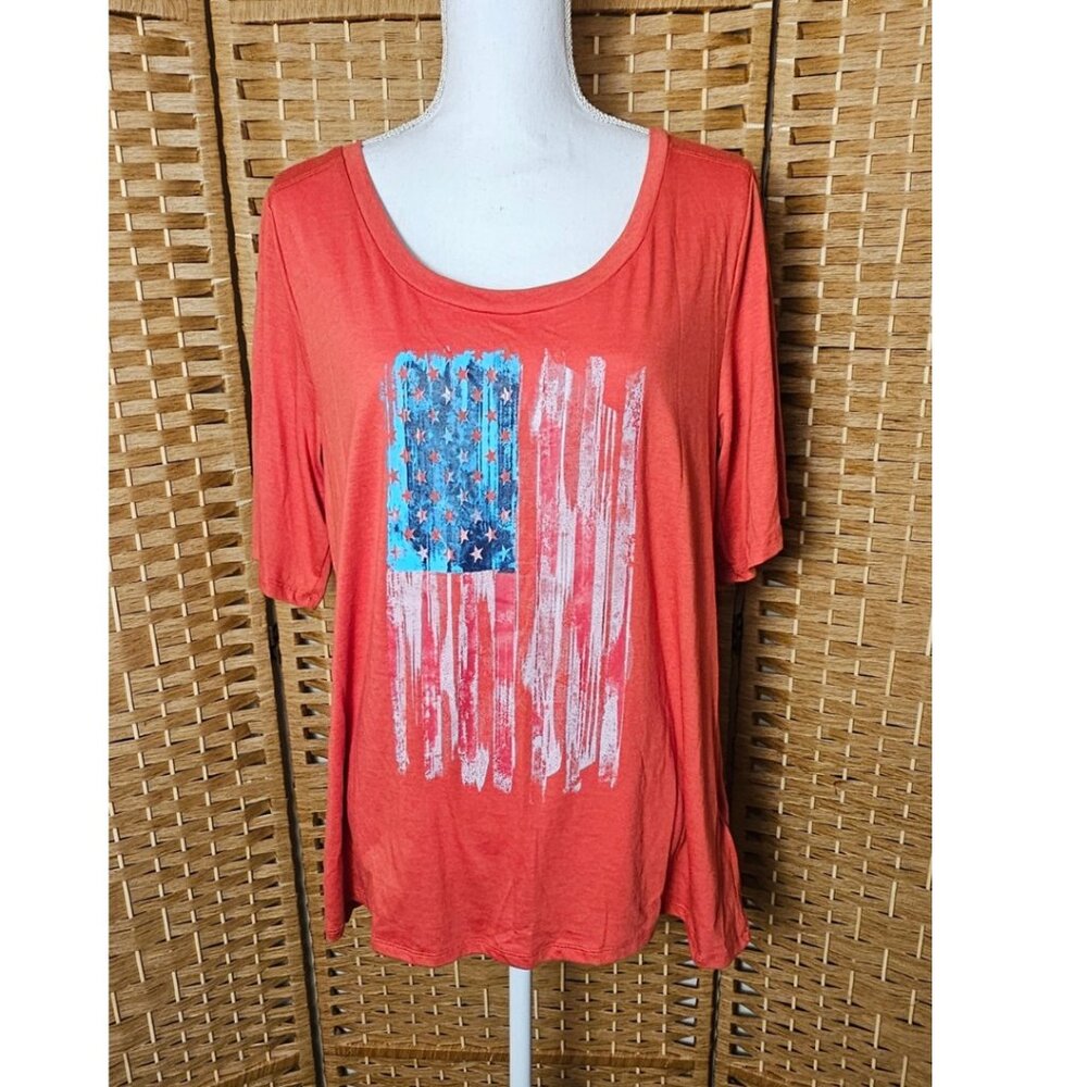 LuLaRoe Boyfriend Tee Red Flag Patriotic Women's M NWOT